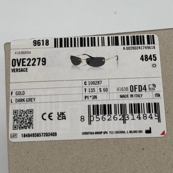 NEW MOD 2279 1002/87 VERSACE SUNGLASSES VE2279 100287 DARK GREY VE2279 1002/87 - Picture 9 of 9